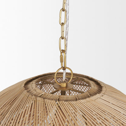 4-Light Natural Woven Rattan Foyer Chandelier