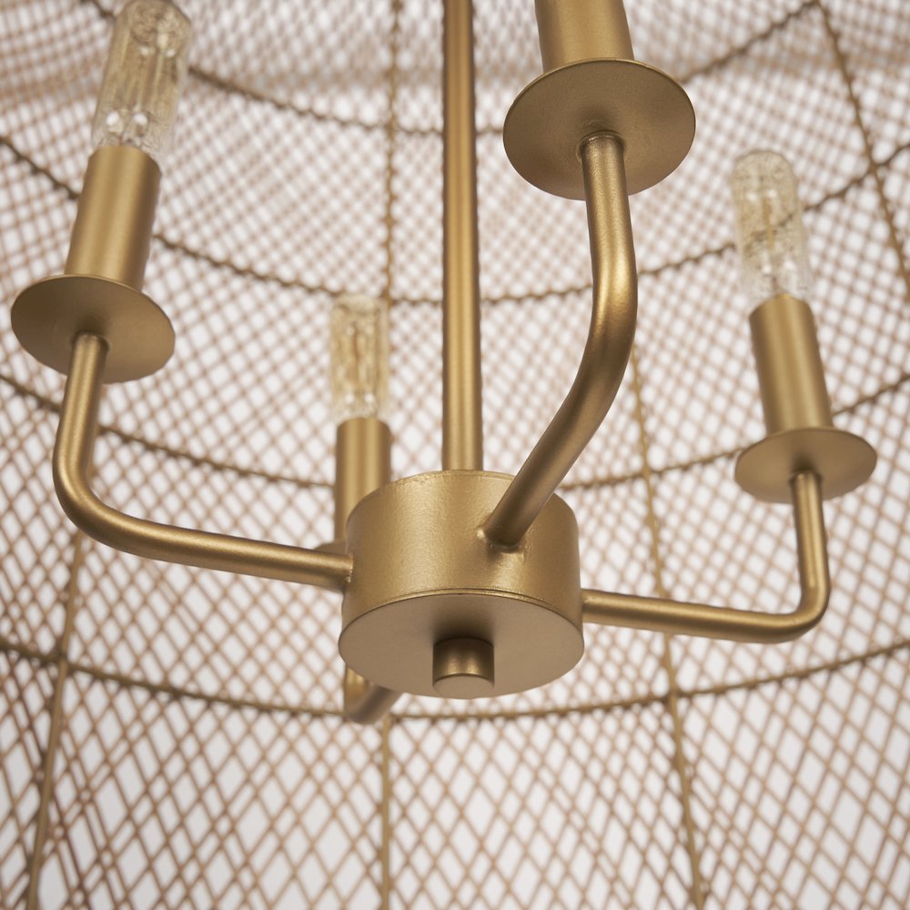 4-Light Natural Woven Rattan Foyer Chandelier