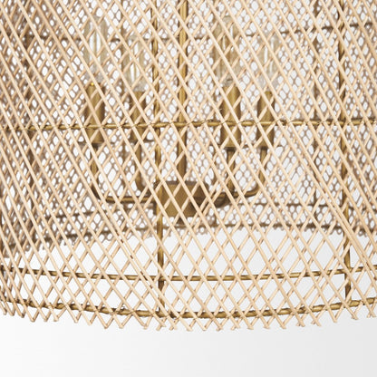 4-Light Natural Woven Rattan Foyer Chandelier