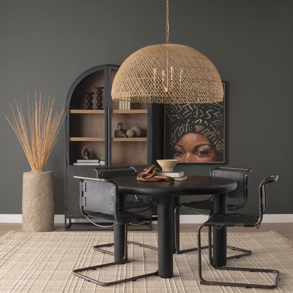 4-Light Natural Woven Rattan Dome Chandelier