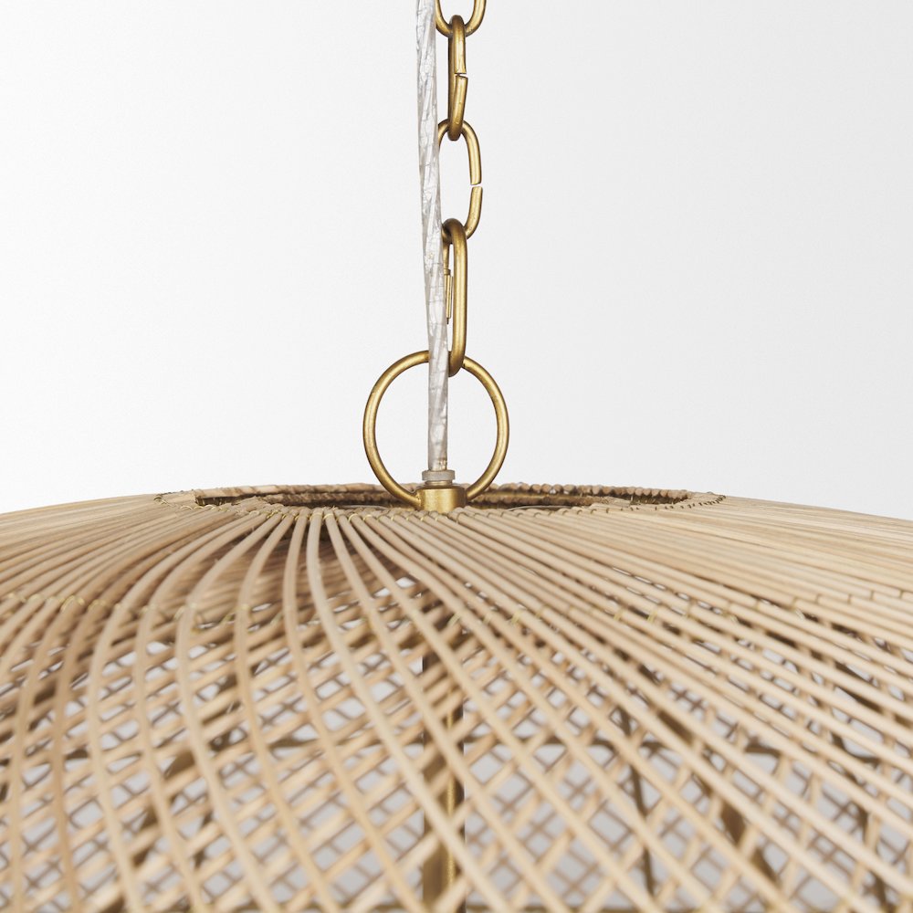 4-Light Natural Woven Rattan Dome Chandelier