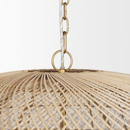 4-Light Natural Woven Rattan Dome Chandelier