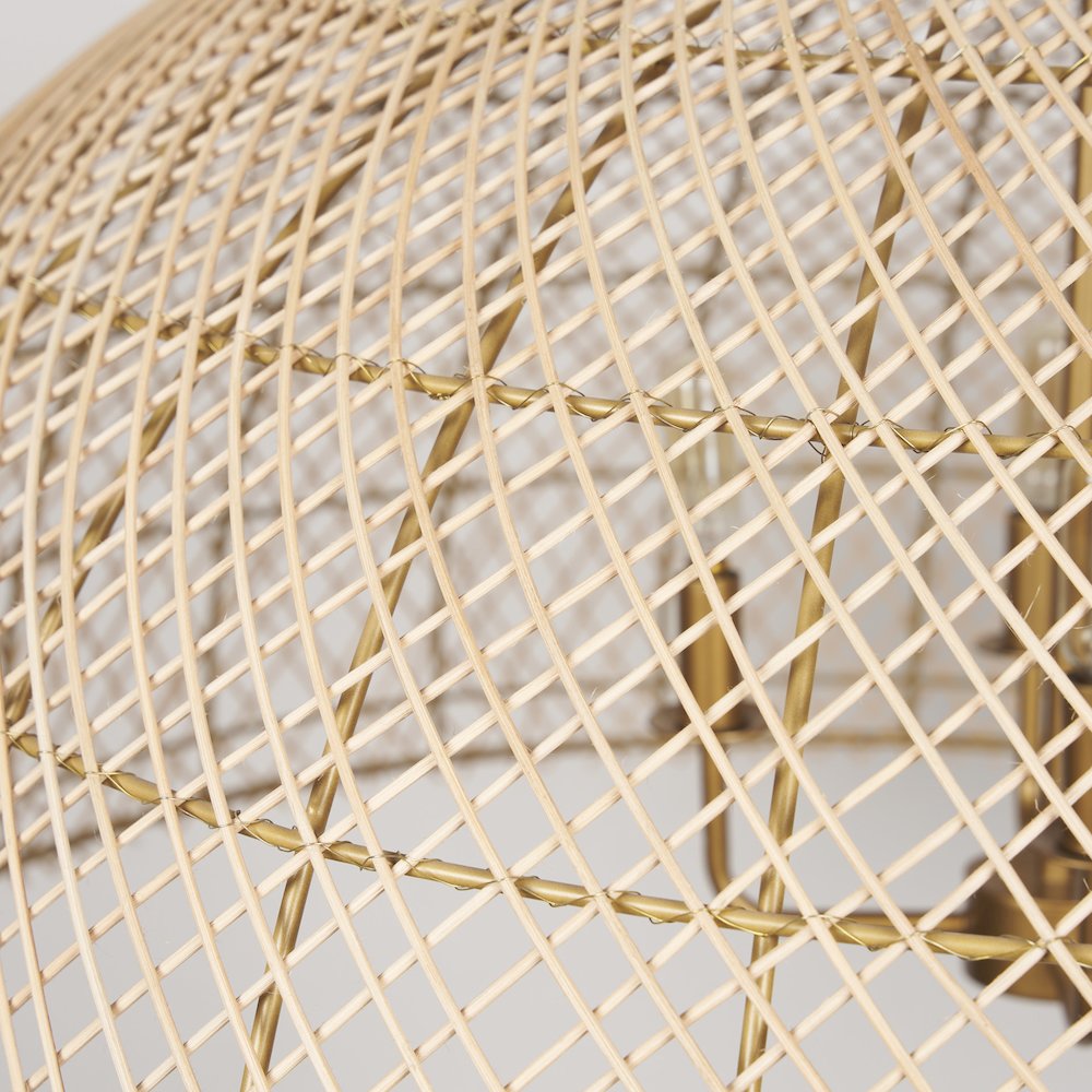 4-Light Natural Woven Rattan Dome Chandelier