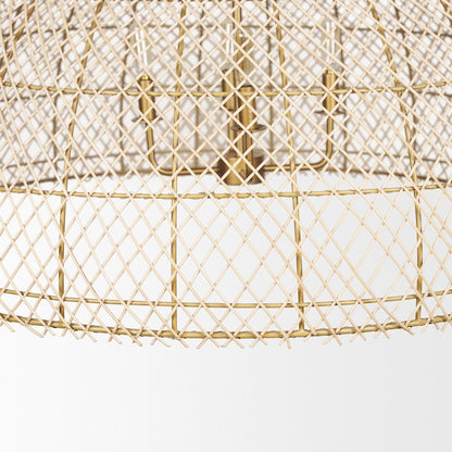 4-Light Natural Woven Rattan Dome Chandelier