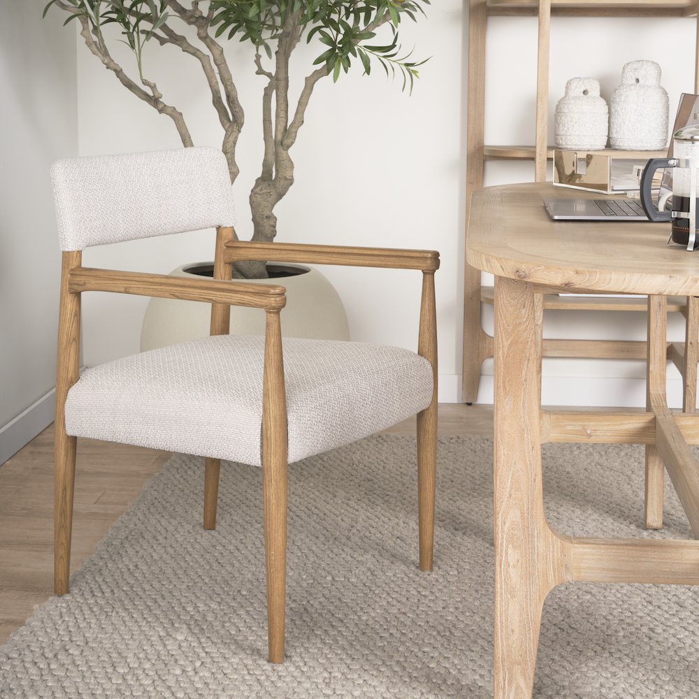 Light Brown Nettlewoodcream Heathered Performance Fabric Dining Chair