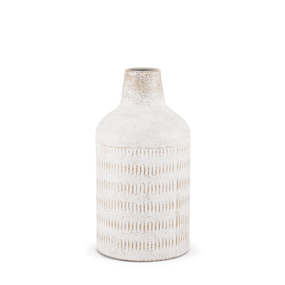 Tisha Small White Terracotta Distressing Metal Vase