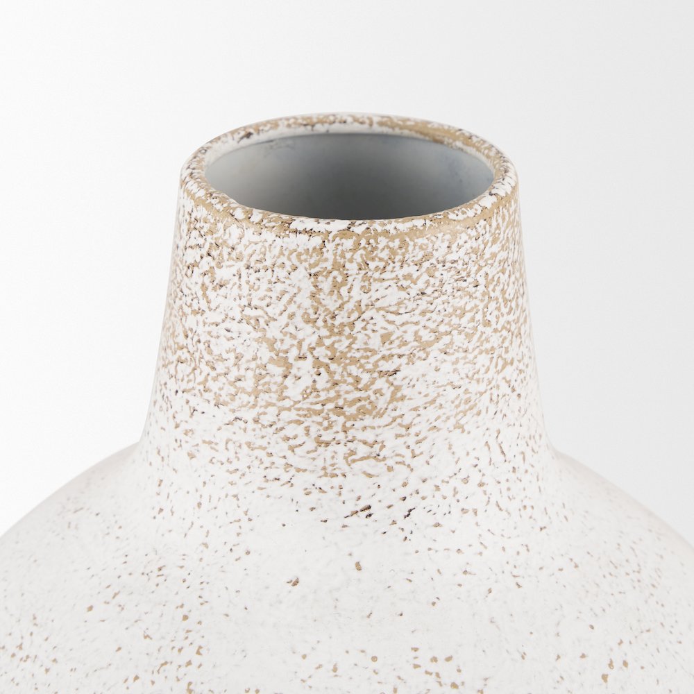 Tisha Small White Terracotta Distressing Metal Vase