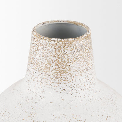 Tisha Small White Terracotta Distressing Metal Vase