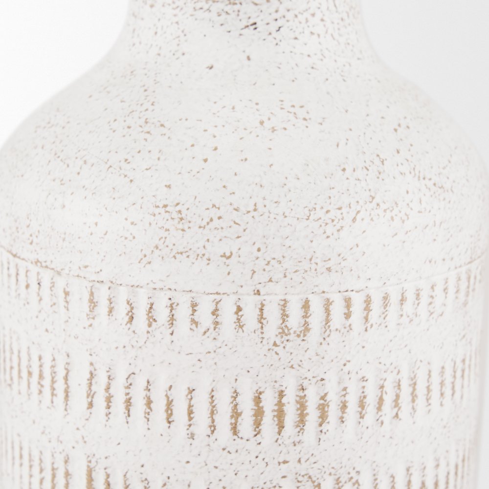 Tisha Small White Terracotta Distressing Metal Vase