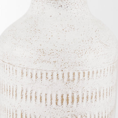 Tisha Small White Terracotta Distressing Metal Vase