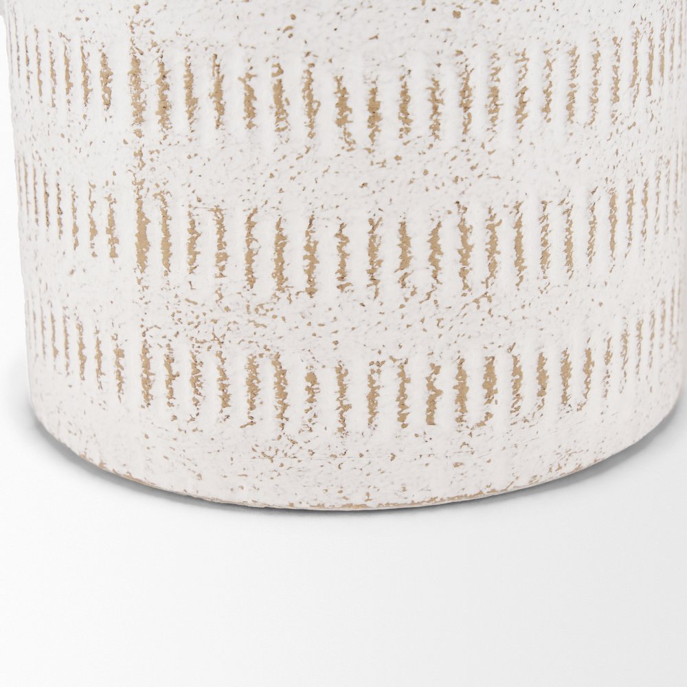 Tisha Small White Terracotta Distressing Metal Vase