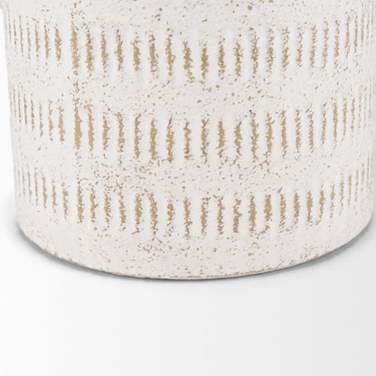 Tisha Small White Terracotta Distressing Metal Vase