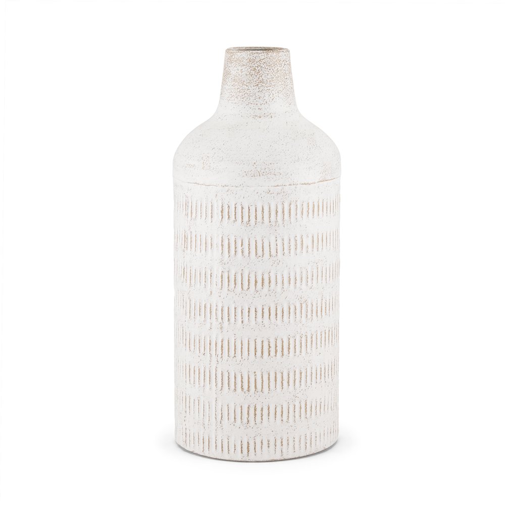 Tisha Large White Terracotta Distressing Metal Vase