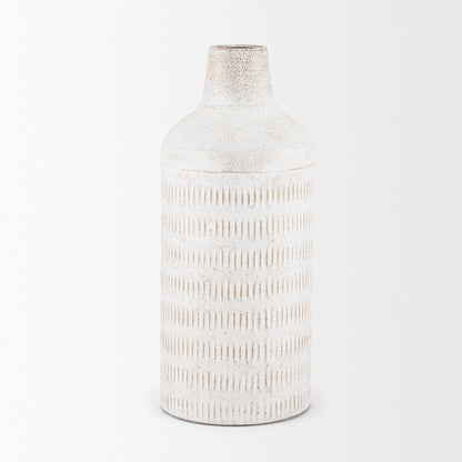 Tisha Large White Terracotta Distressing Metal Vase