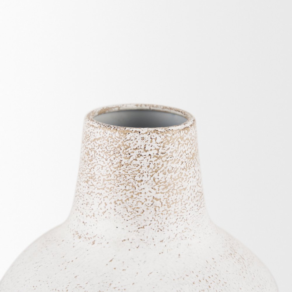 Tisha Large White Terracotta Distressing Metal Vase