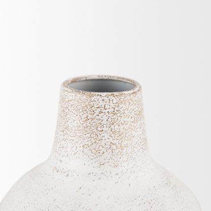 Tisha Large White Terracotta Distressing Metal Vase