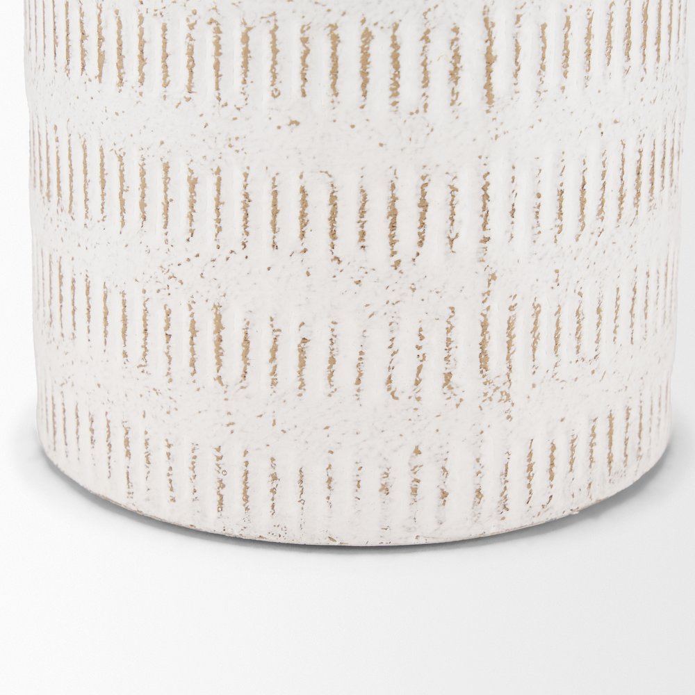 Tisha Large White Terracotta Distressing Metal Vase
