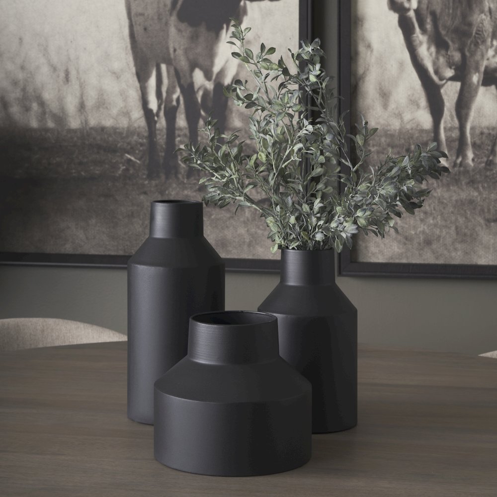Tosca Tall Matte Black Metal Vase