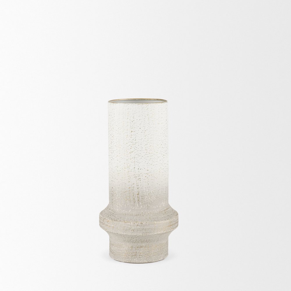 Tovah Small Textured White Gold Metal Vase