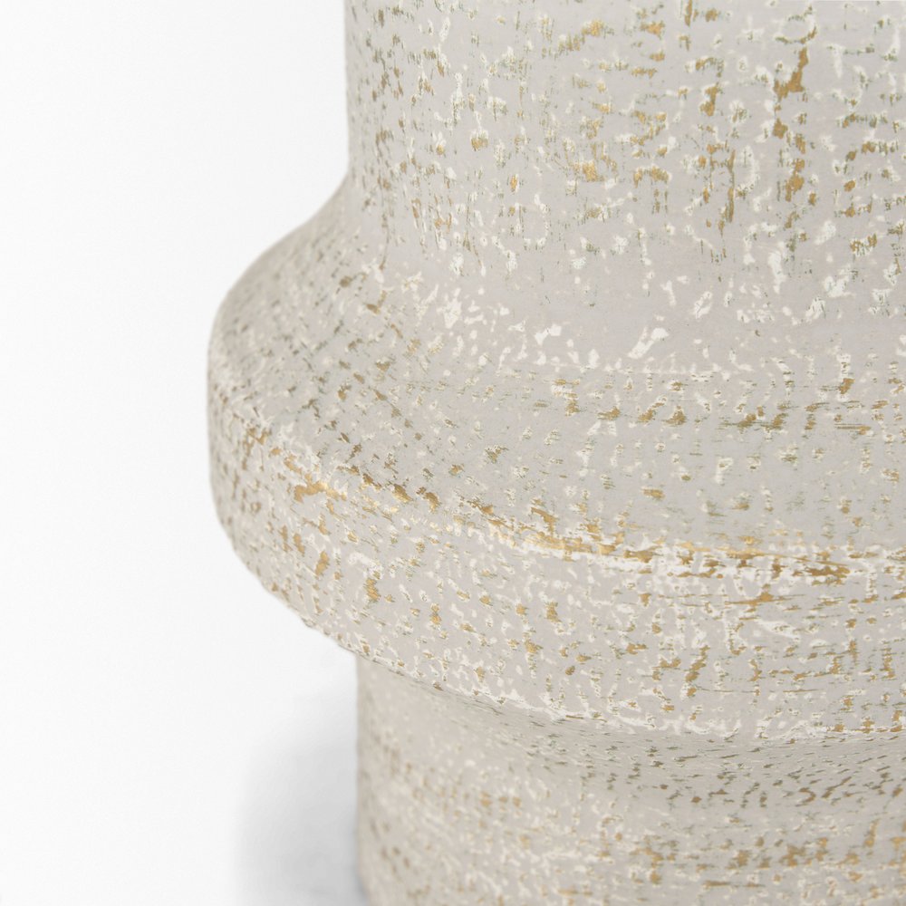 Tovah Small Textured White Gold Metal Vase
