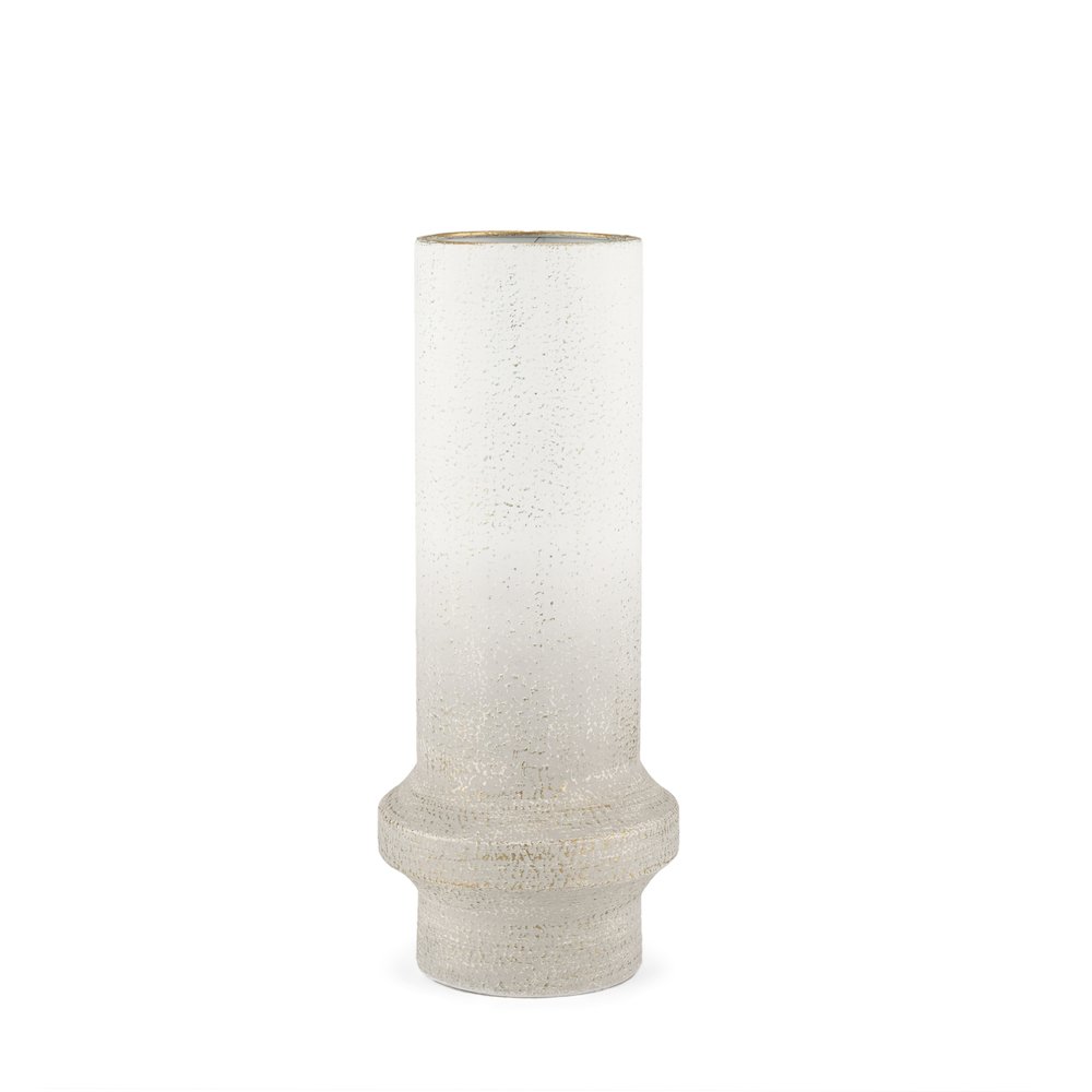 Tovah Medium Textured White Gold Metal Vase