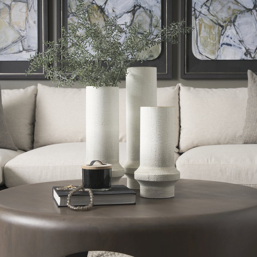 Tovah Medium Textured White Gold Metal Vase