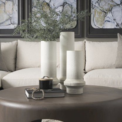 Tovah Medium Textured White Gold Metal Vase
