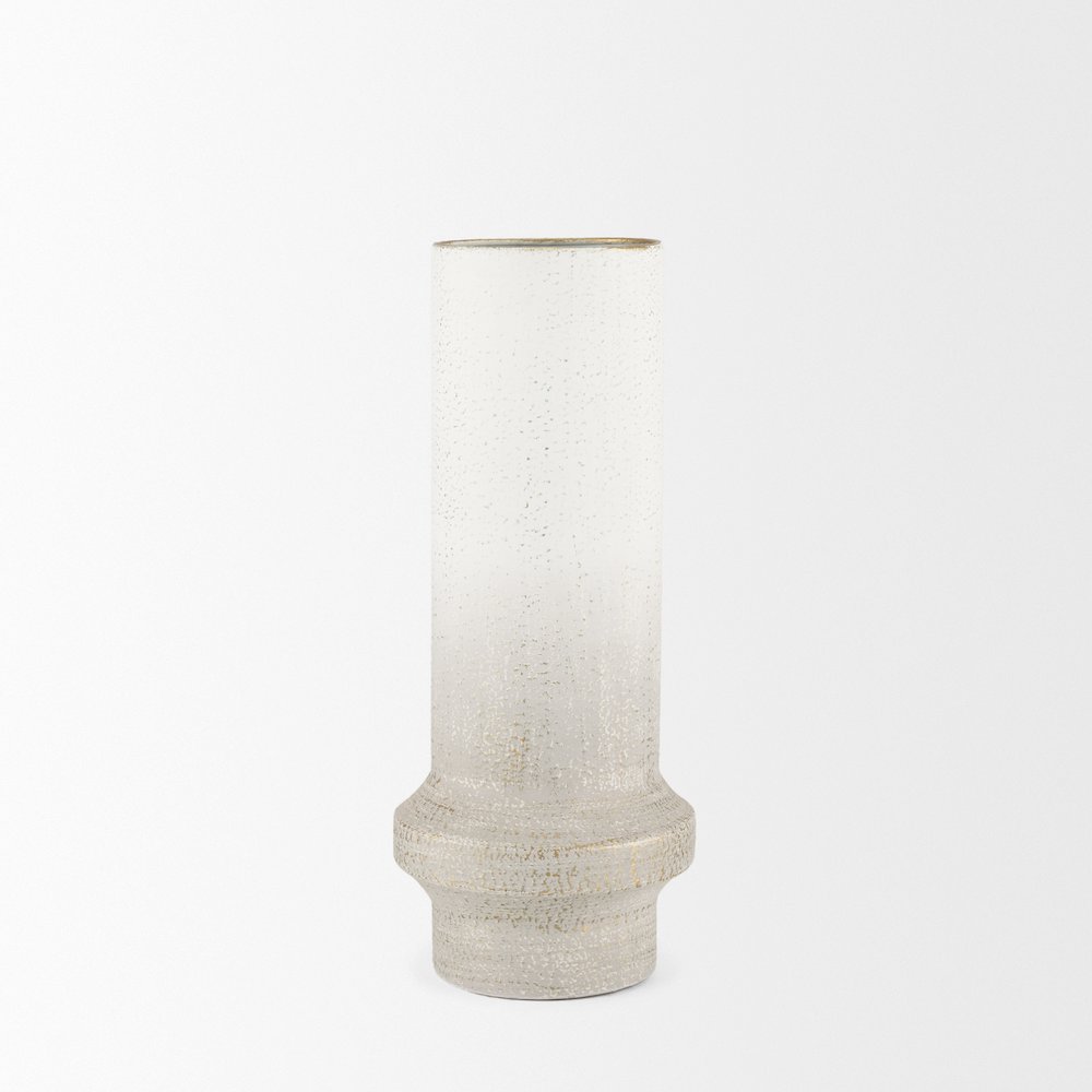 Tovah Medium Textured White Gold Metal Vase