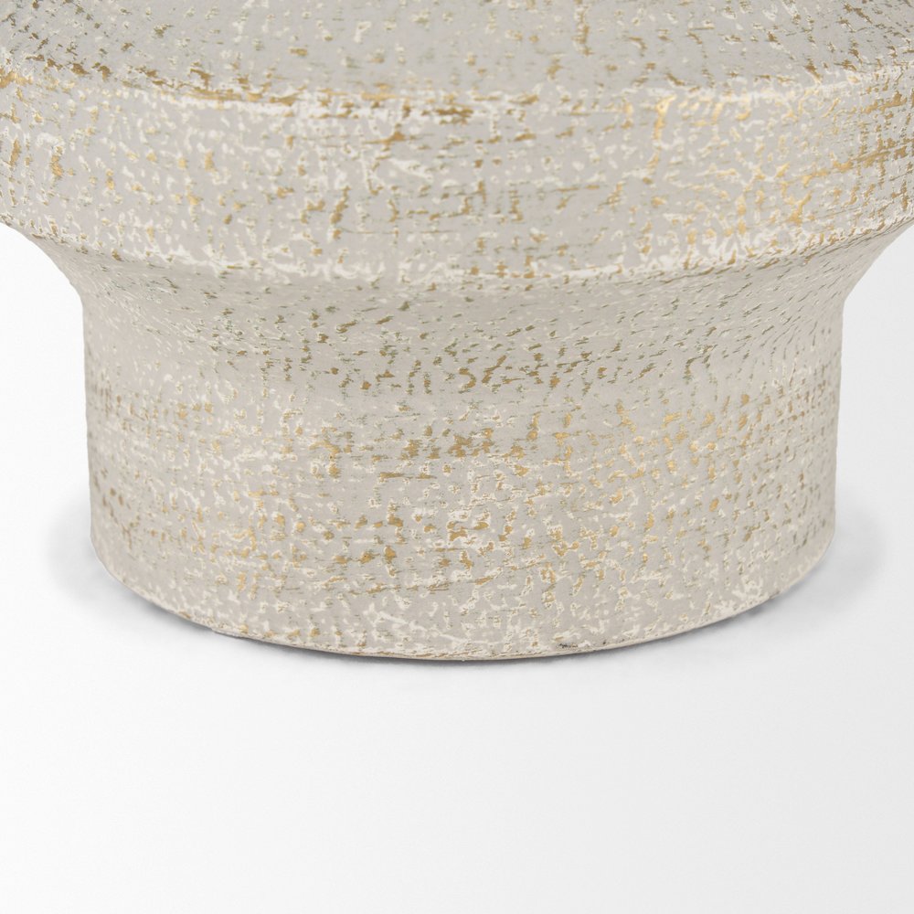 Tovah Medium Textured White Gold Metal Vase