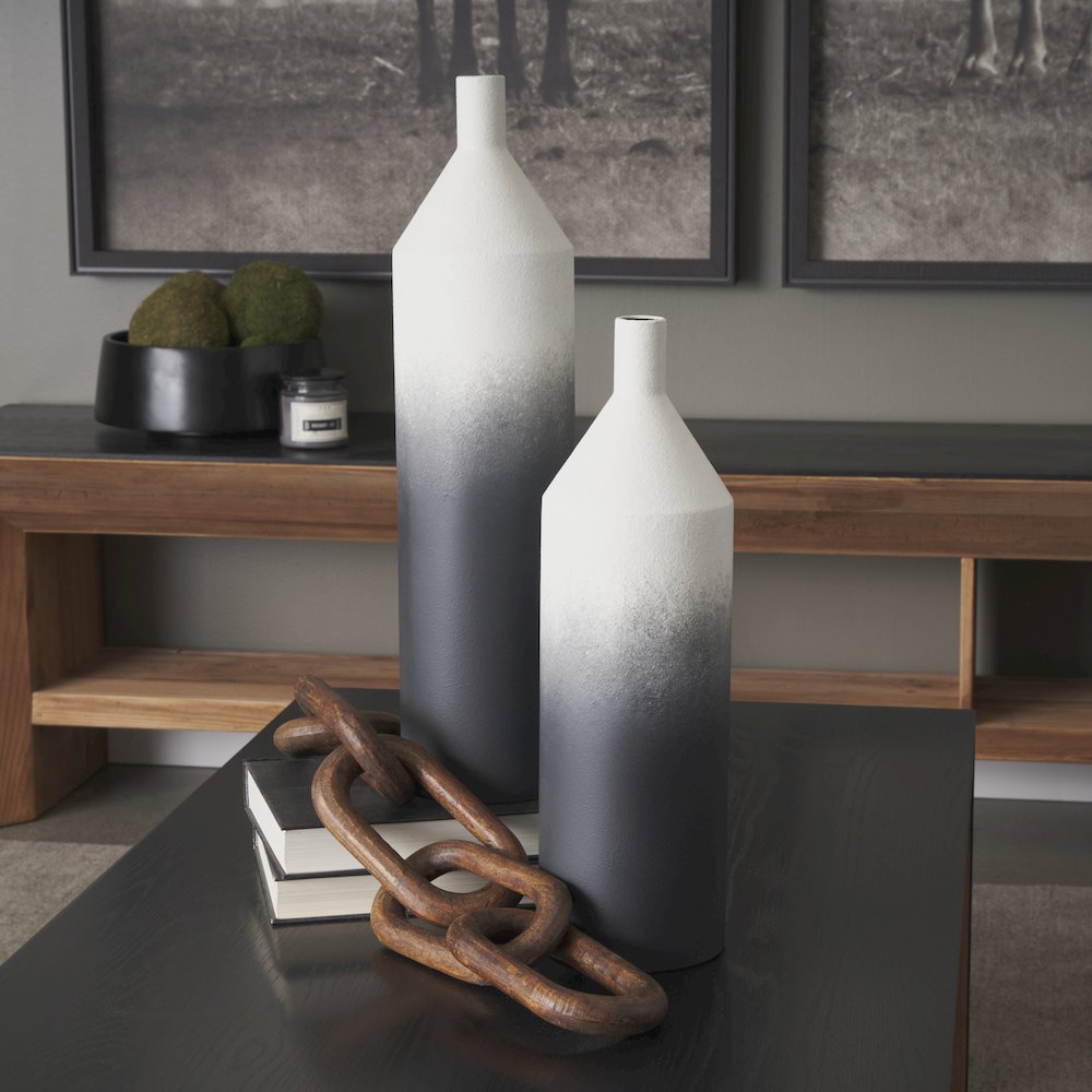 Townley Small White Black Ombre Metal Vase