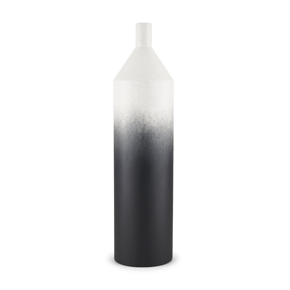 Townley Tall White Black Ombre Metal Vase