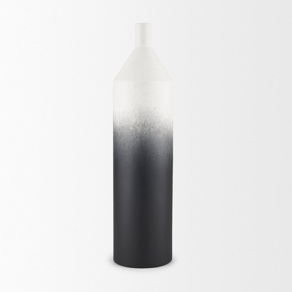 Townley Tall White Black Ombre Metal Vase