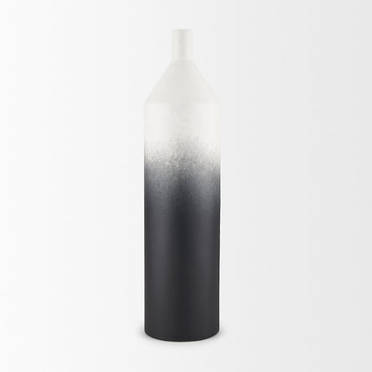Townley Tall White Black Ombre Metal Vase