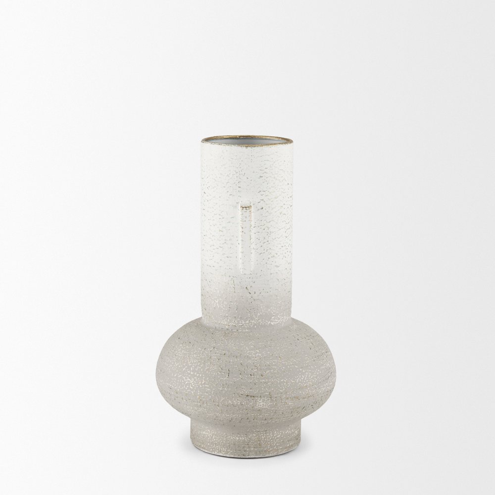 Torres Small Textured Off White Gold Metal Vase