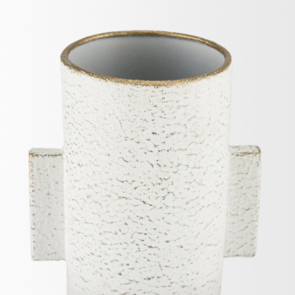 Torres Small Textured Off White Gold Metal Vase