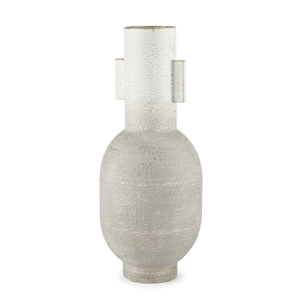 Torres Tall Textured Off White Gold Metal Vase