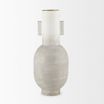 Torres Tall Textured Off White Gold Metal Vase