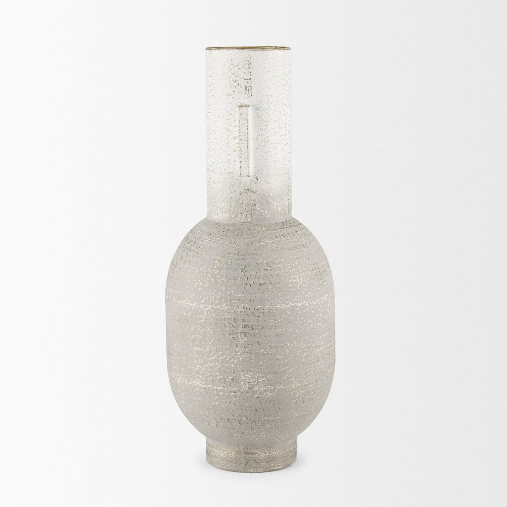Torres Tall Textured Off White Gold Metal Vase