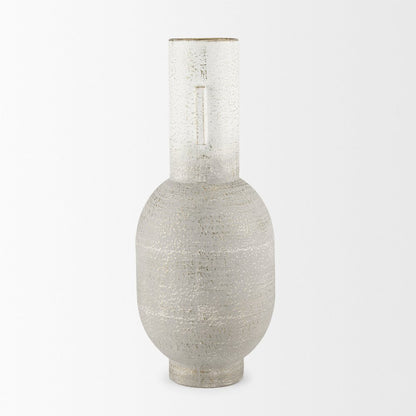 Torres Tall Textured Off White Gold Metal Vase