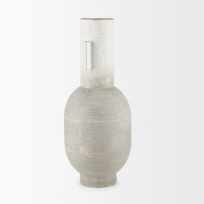 Torres Tall Textured Off White Gold Metal Vase