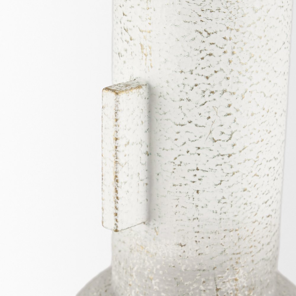 Torres Tall Textured Off White Gold Metal Vase
