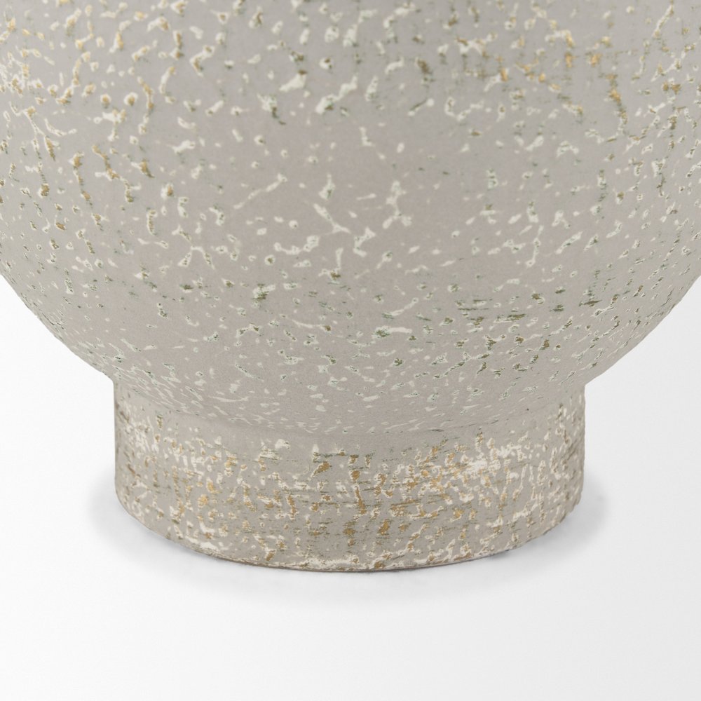 Torres Tall Textured Off White Gold Metal Vase