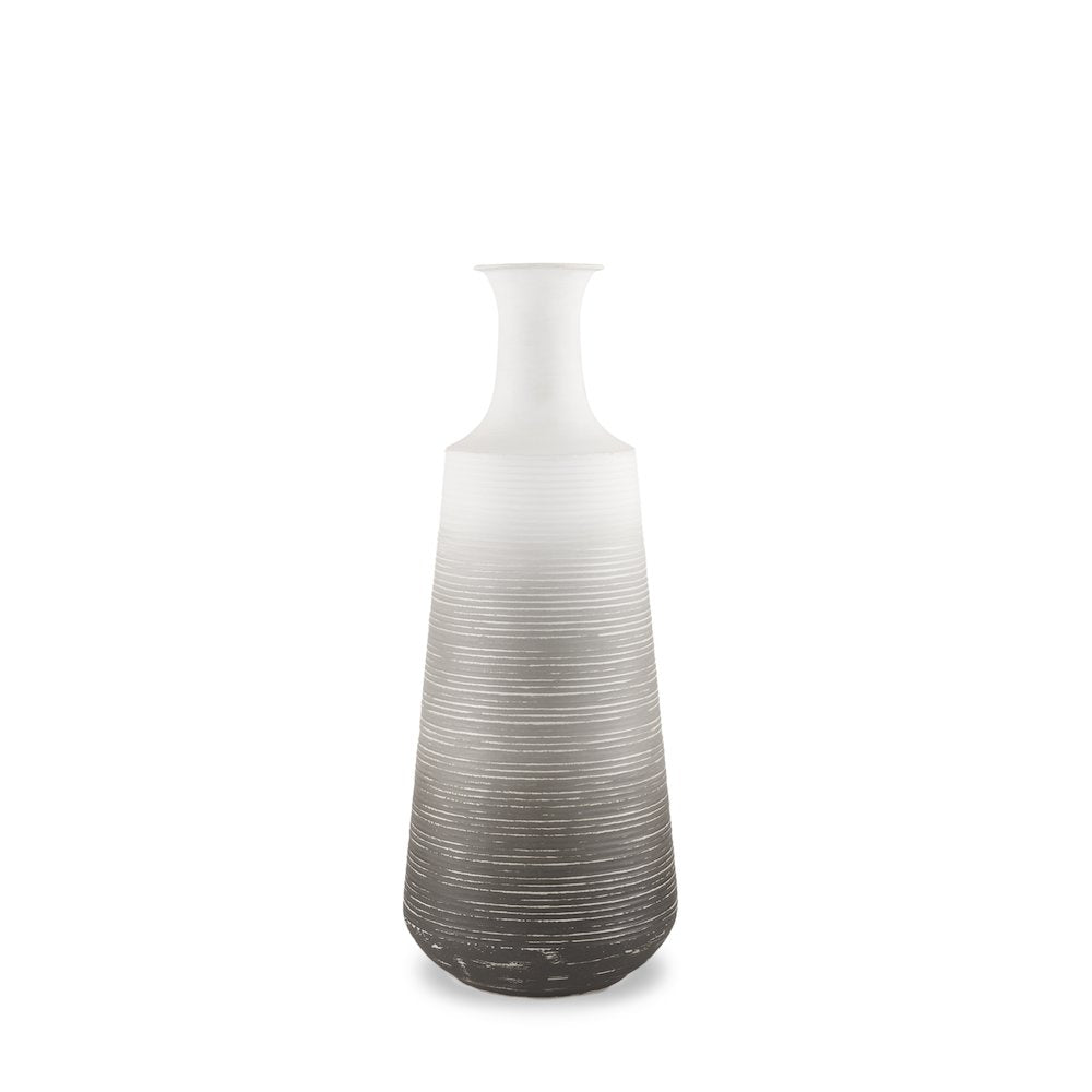 Toru Medium White Grey Ombre Metal Vase