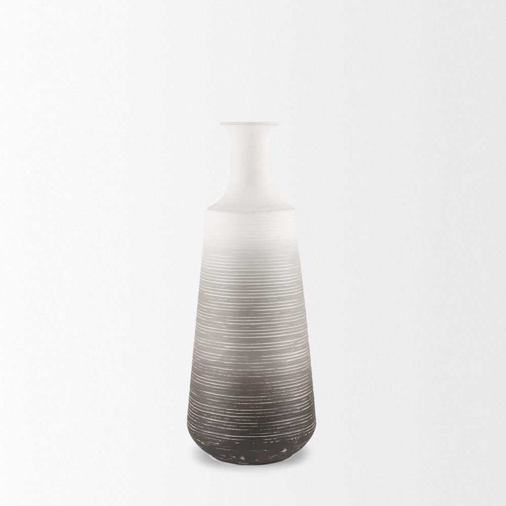 Toru Medium White Grey Ombre Metal Vase