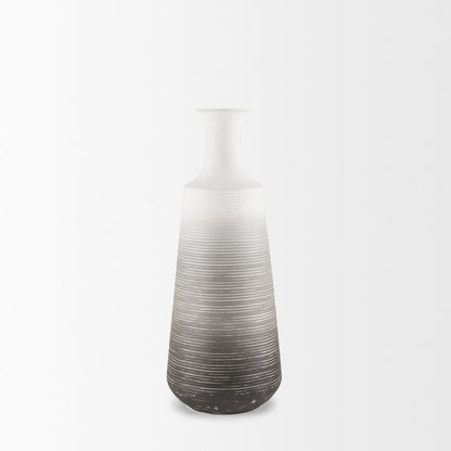 Toru Medium White Grey Ombre Metal Vase