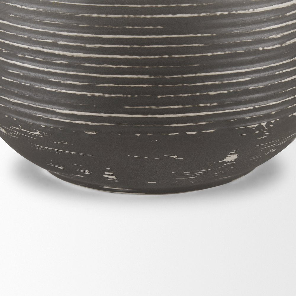 Toru Medium White Grey Ombre Metal Vase