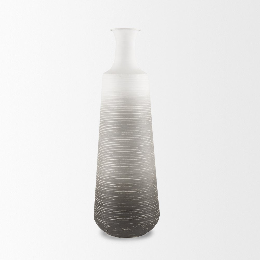 Toru Tall White Grey Ombre Metal Vase
