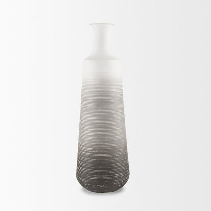 Toru Tall White Grey Ombre Metal Vase