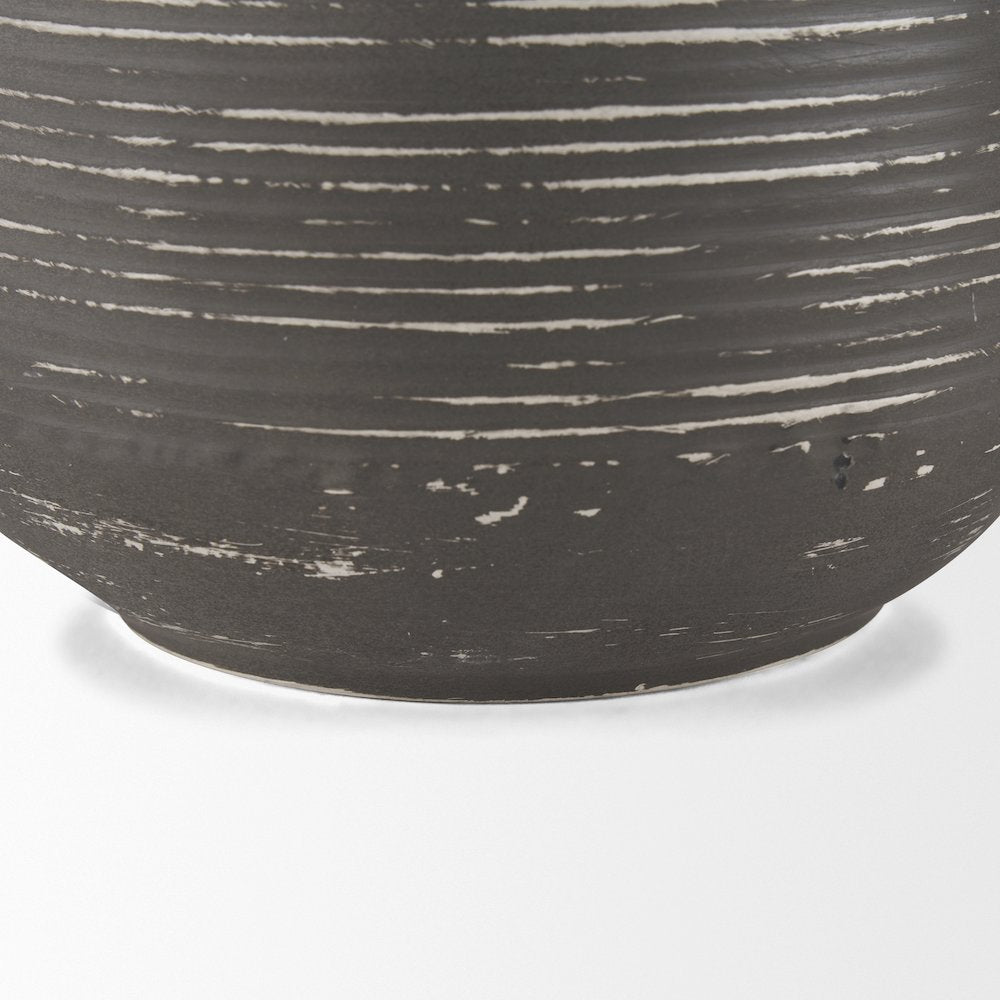 Toru Tall White Grey Ombre Metal Vase