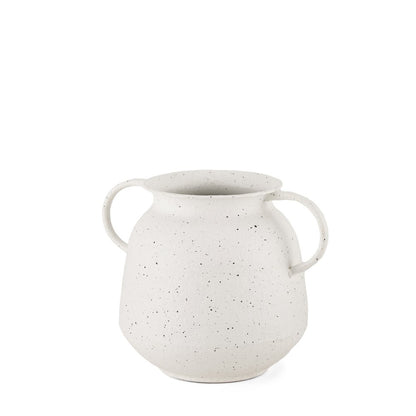 Treva Small White Black Speckles Metal Vase